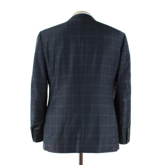 Cardinal of Canada NWT Wool Sport Coat Size 40S US In Dark Green w/ Navy Plaid